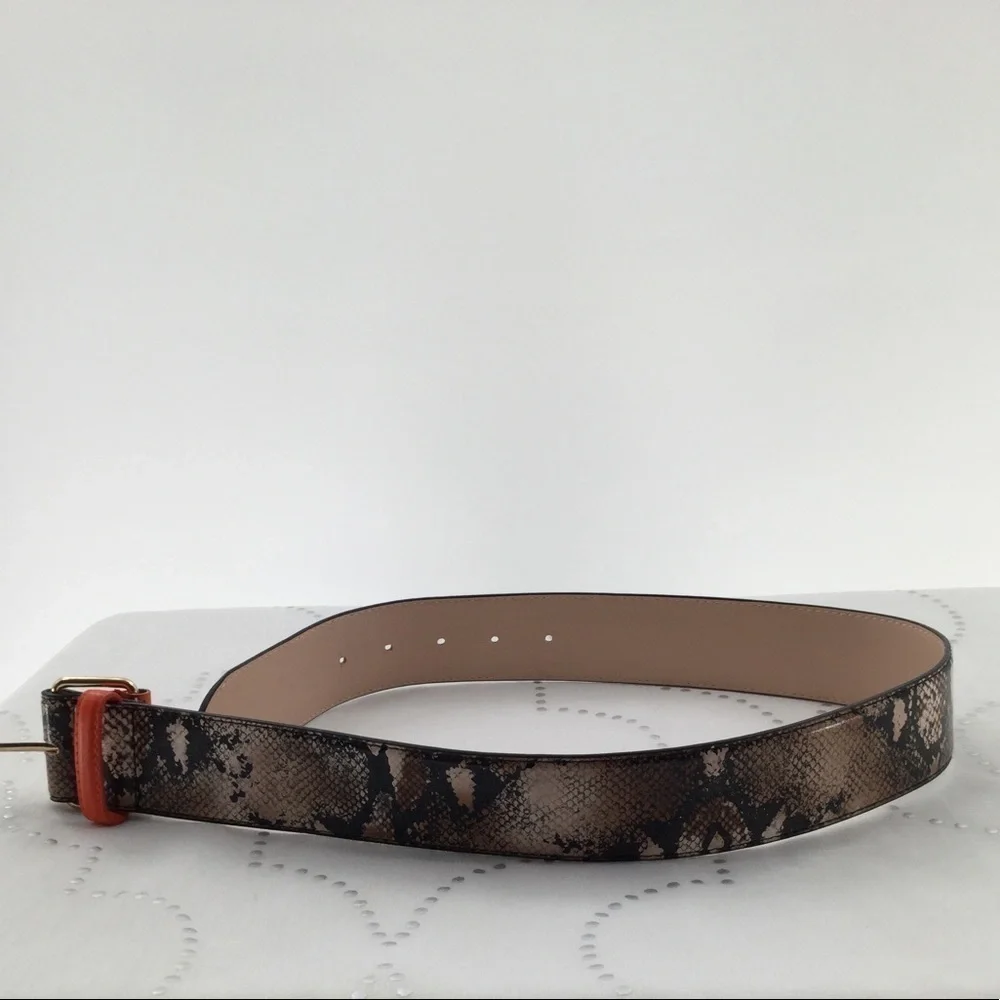 H&M  faux python Snakeskin Orange gold buckle Belt